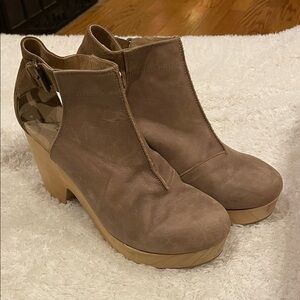 Free People Taupe Wedge Ankle Boots
